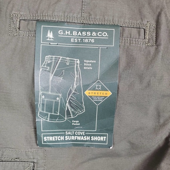 G.H. Bass & Co. Stretch Ripstop Cargo Army Dust Shorts Men Size 34W New With Tag - Picture 6 of 6